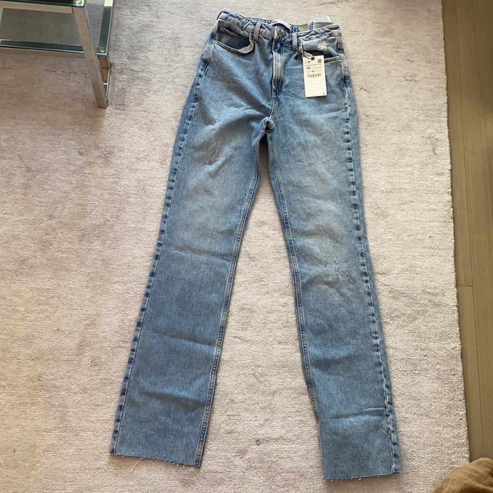 ZARA High Rise Slim Flare Split 6